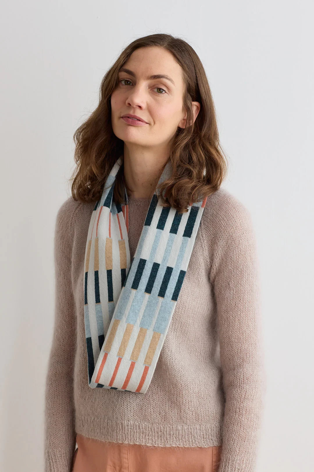 Circle Scarf 'Harbour' in Ink & Rosehip by Hilary Grant | Lifestory