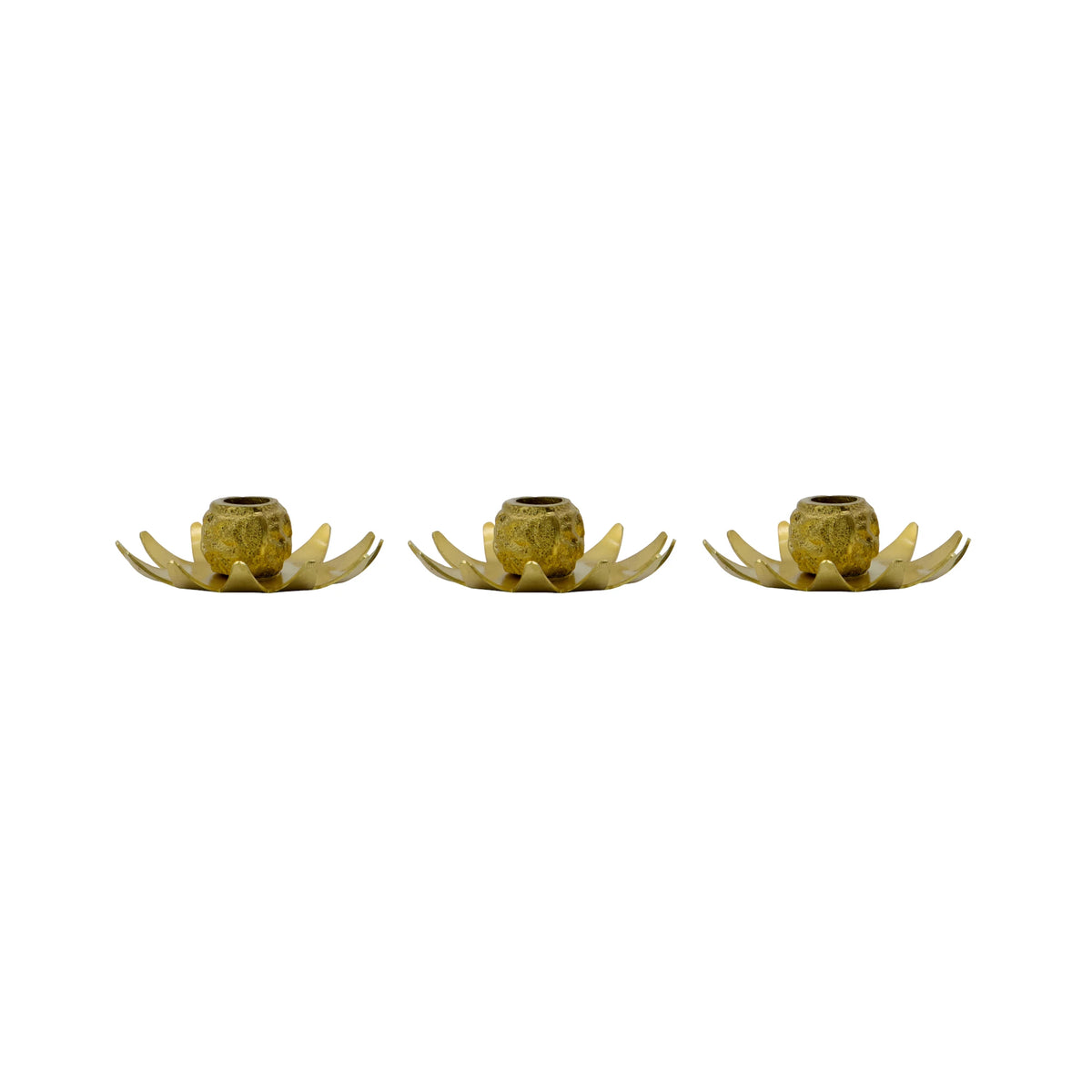 House Doctor Starry Set of 3 Antique Brass Candle Holders