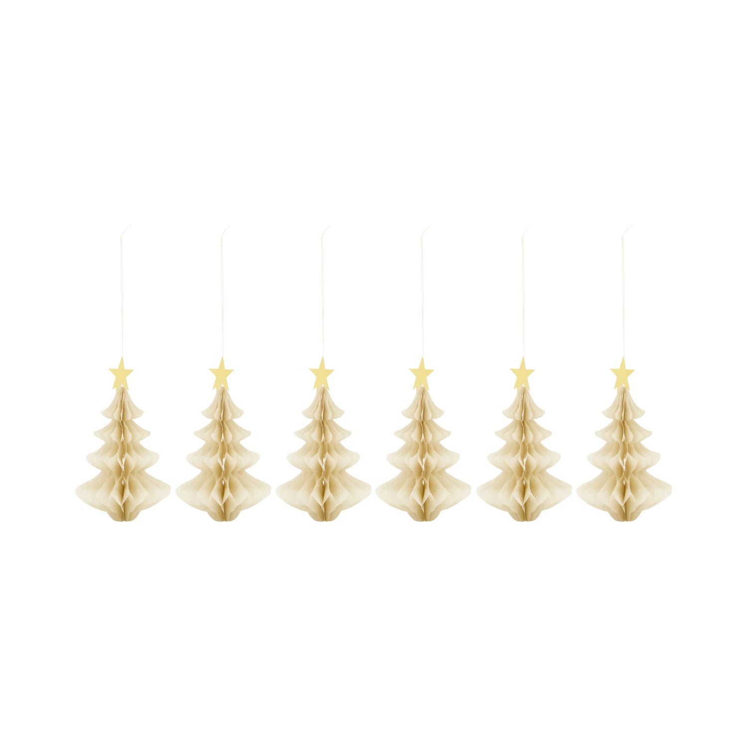 House Doctor Set of 6 Hanging Tree Paper Decorations in Various Colours