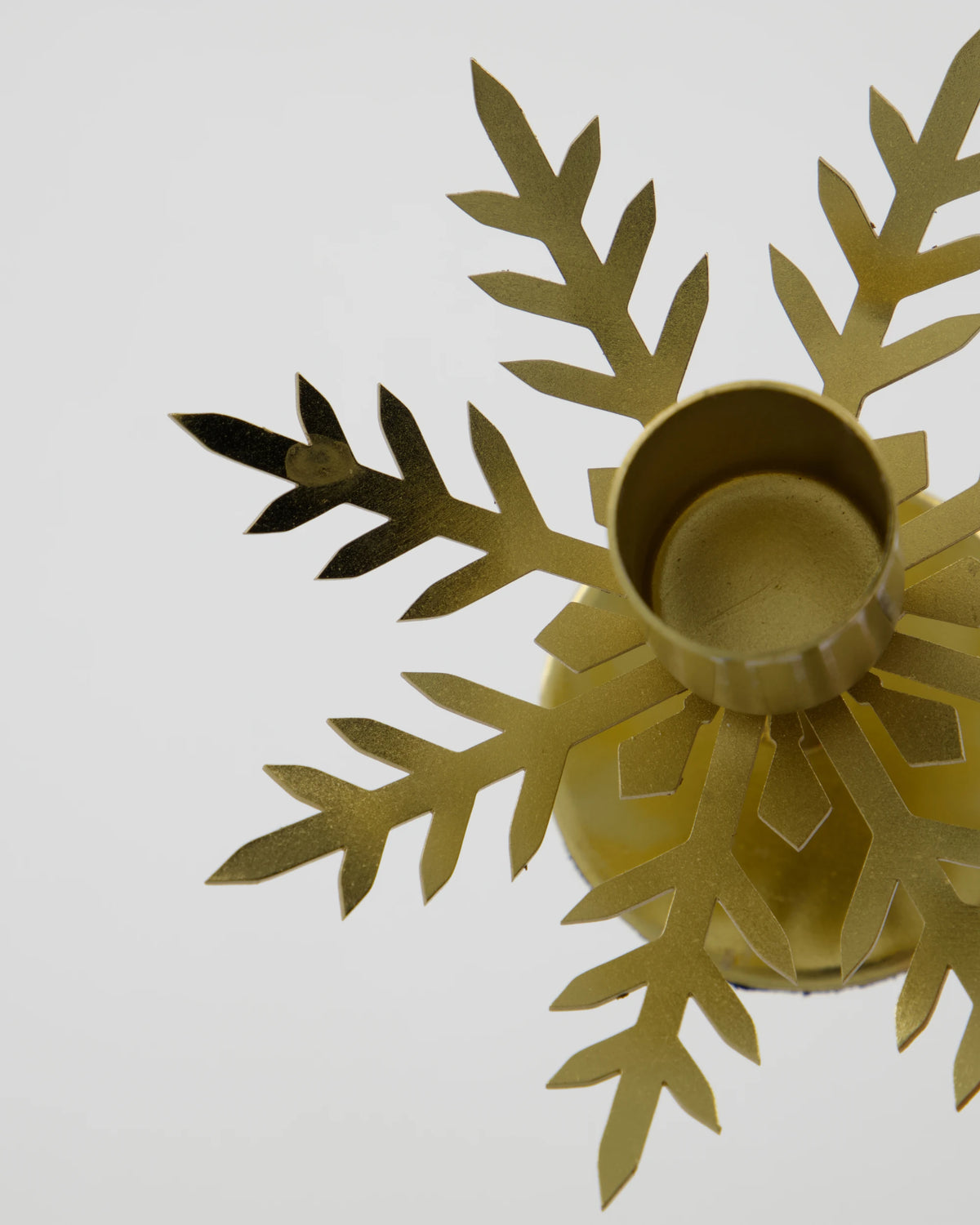 House Doctor Snowflake Set of 2 Antique Brass Taper Candle Holders