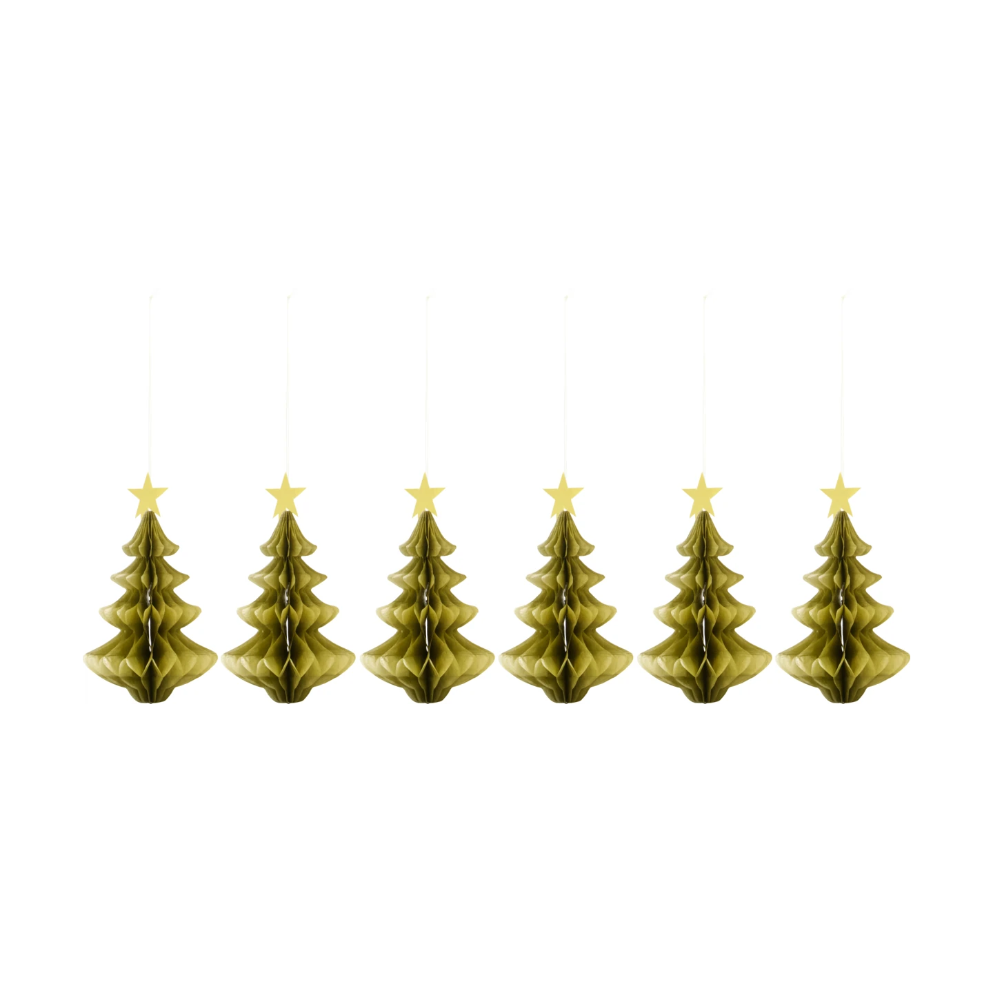 House Doctor Set of 6 Hanging Tree Green Paper Decorations - Lifestory