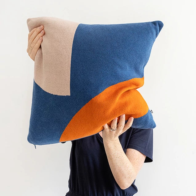 Ilo Cushion | Blue, Blush, Burnt Orange | Cotton & Duck Feather | by Sophie Home - Lifestory