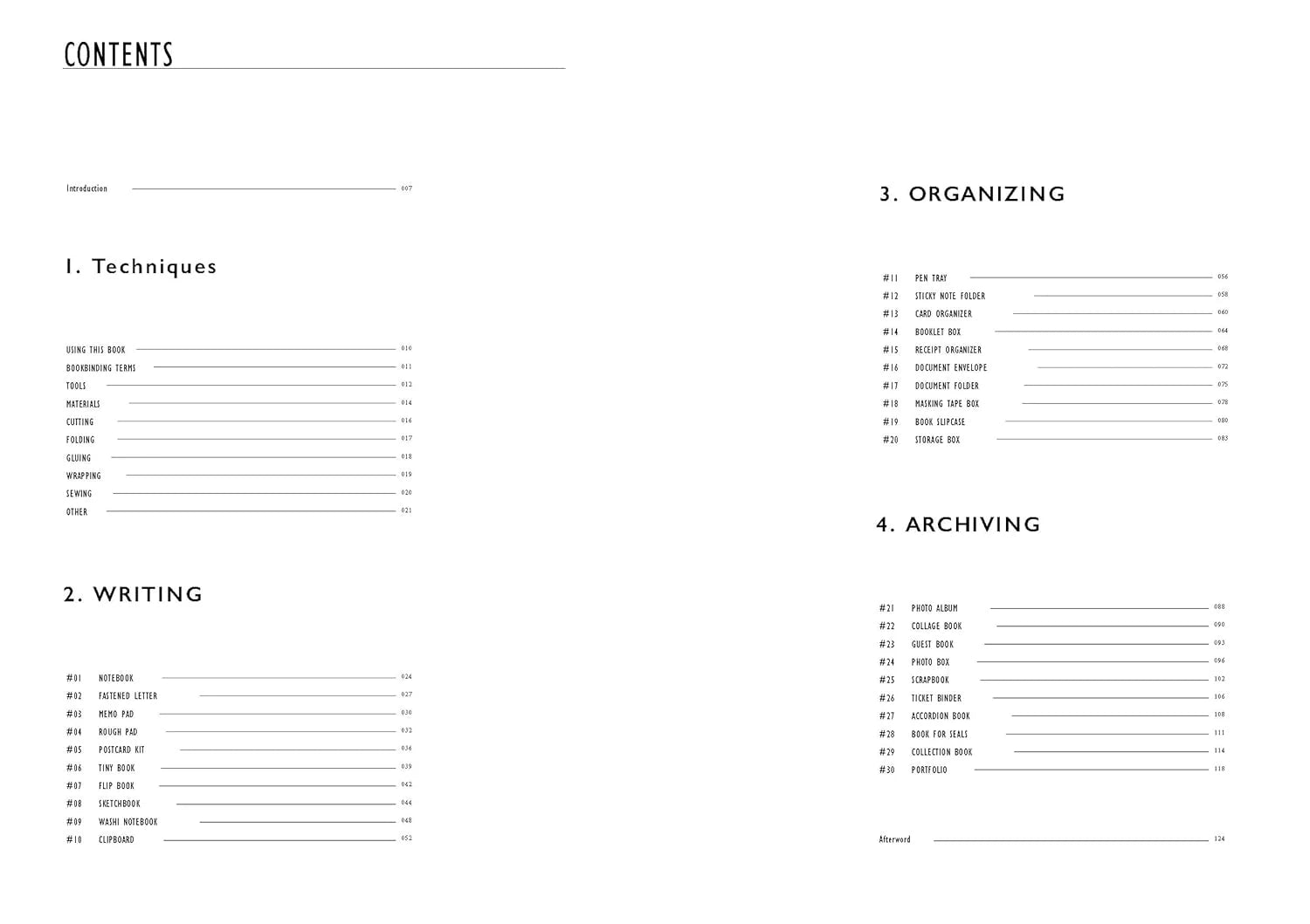 Japanese Paper Craft a Craft Project Book double spread on the contents