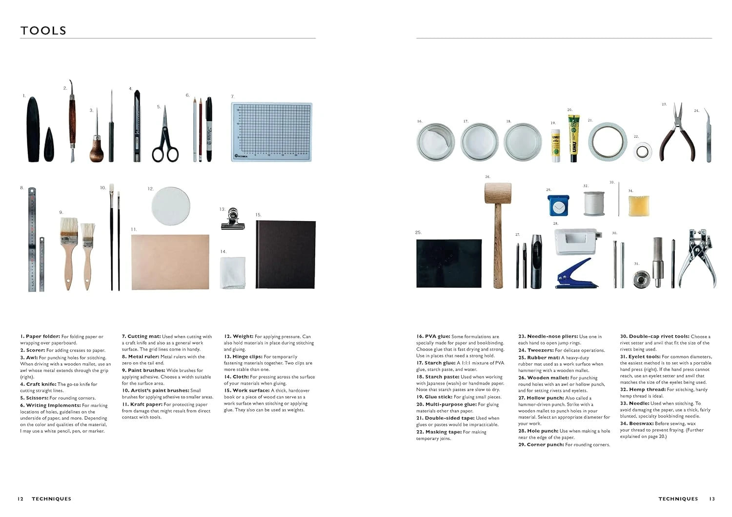 Japanese Paper Craft a Craft Project Book double spread on useful tools