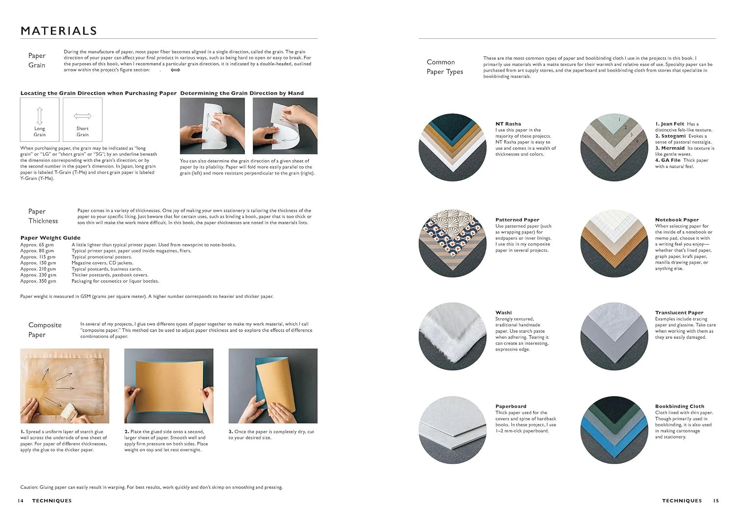 Japanese Paper Craft a Craft Project Book double spread on the paper material types