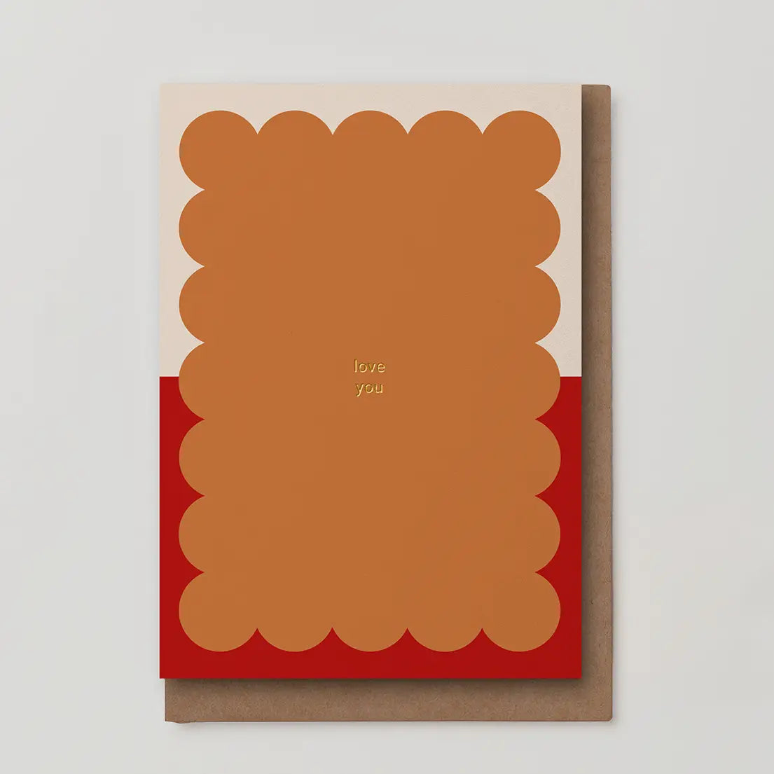 'Love You' Red Scallop Card | Blank | by Kinshipped