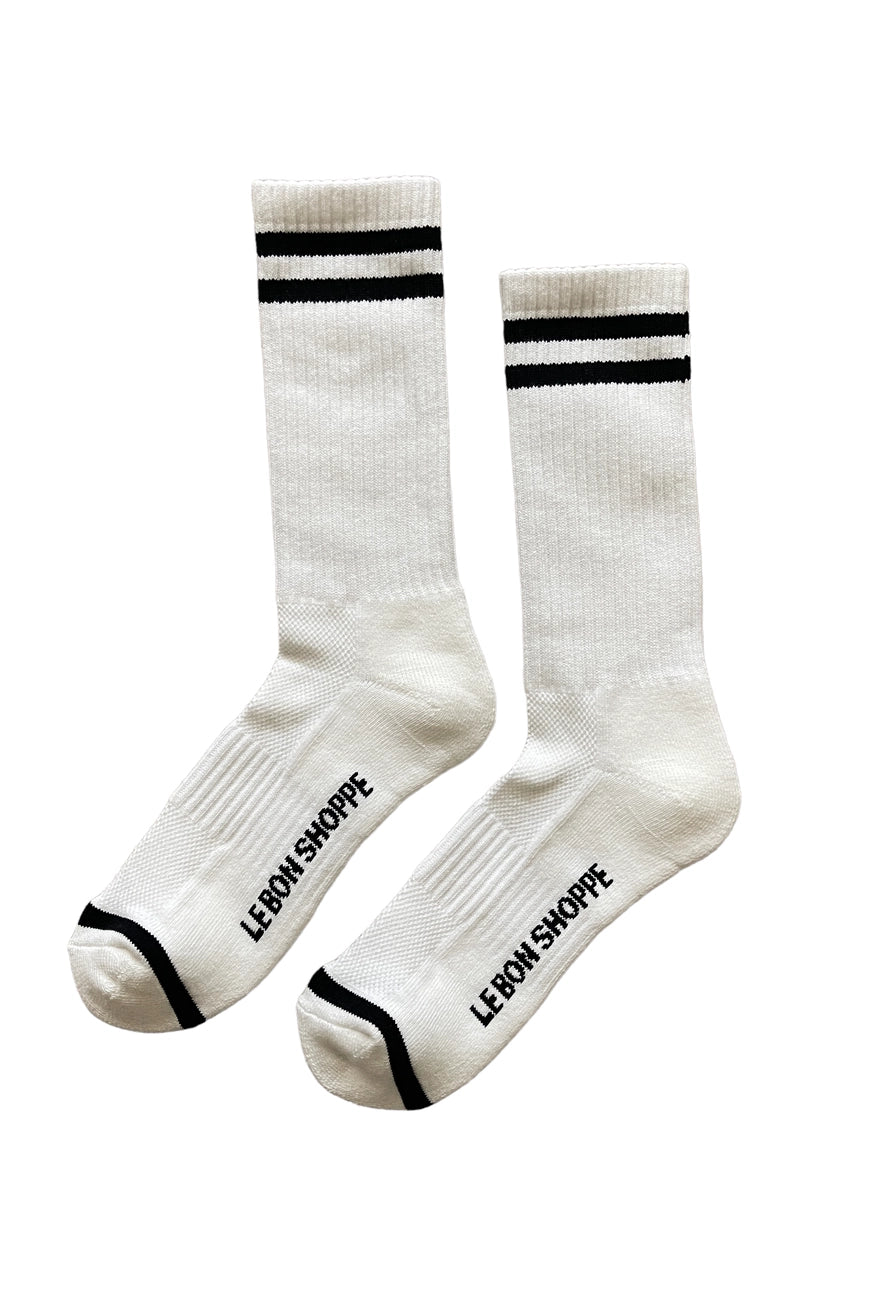 Unisex Extended Boyfriend Socks in Classic White by Le Bon Shoppe | Lifestory