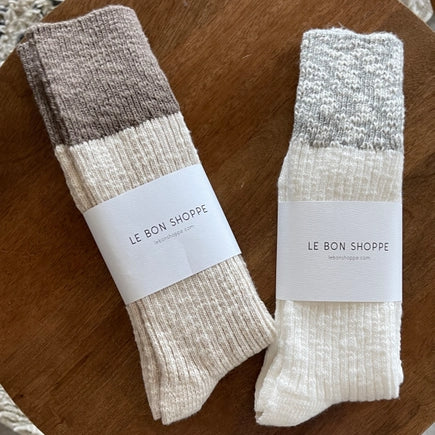 Colour Block Cottage Socks in various colours by Le Bon Shoppe