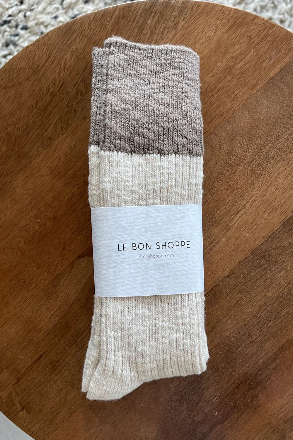 Colour Block Cottage Socks in Oatmeal and Flax by Le Bon Shoppe