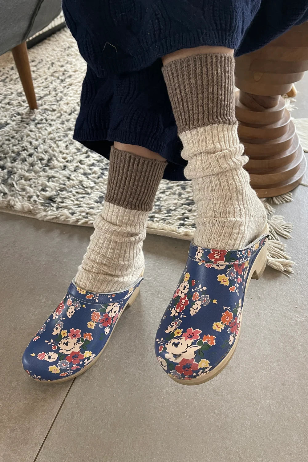 Colour Block Cottage Socks in Oatmeal and Flax by Le Bon Shoppe