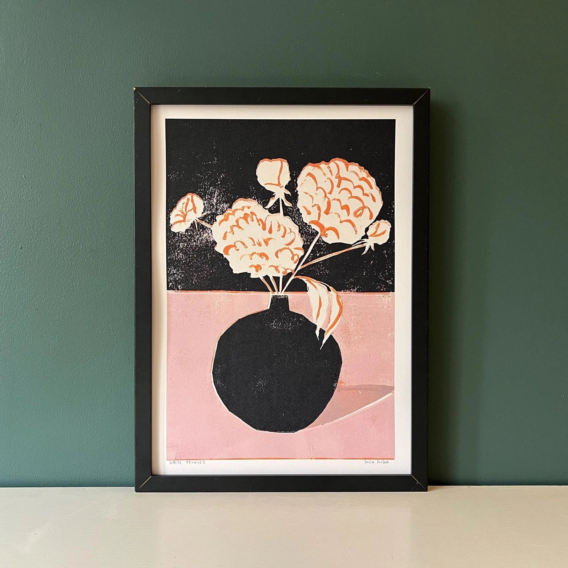 'White Peonies' Unframed A3 Print by Luiza Holub - Lifestory