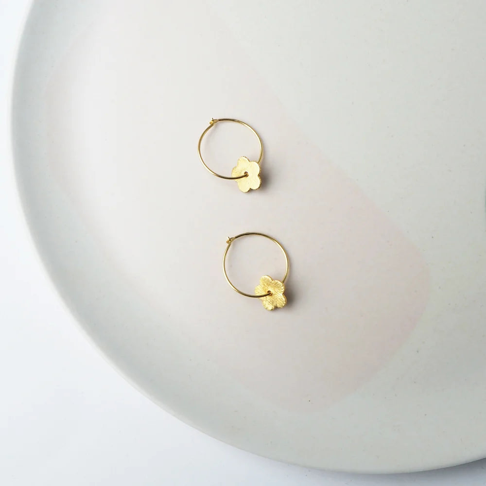 Minima Hoops | Flower Shape | Gold Plated Sterling Silver - Lifestory