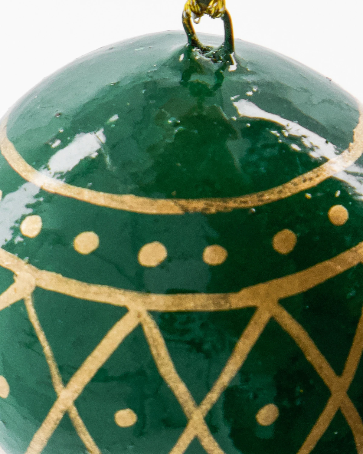 House Doctor Set of 4 'Mach' Paper Mache Hanging Ornaments - green up close