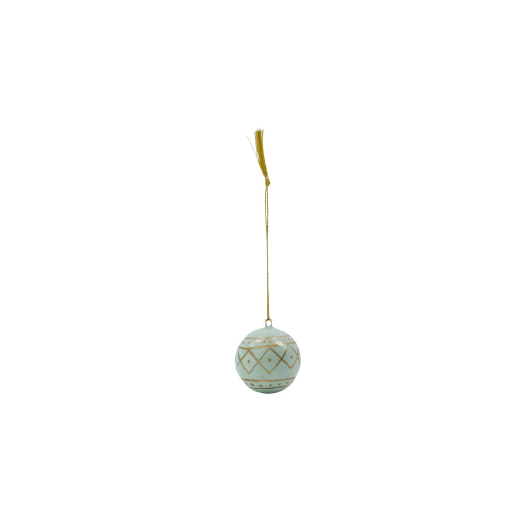 House Doctor Set of 4 'Mach' Paper Mache Hanging Ornaments in mint against a white background