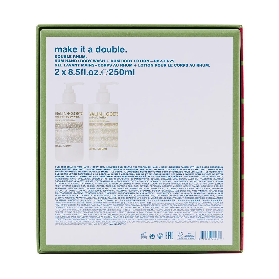Malin+Goetz 'Make It A Double' - Rum Hand + Body Gift Set