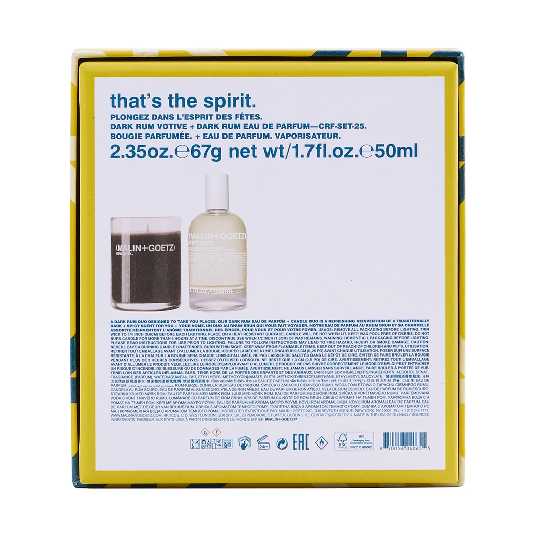 Malin+Goetz 'That's The Spirit' - Dark Rum Fragrance + Votive Gift Set - Lifestory