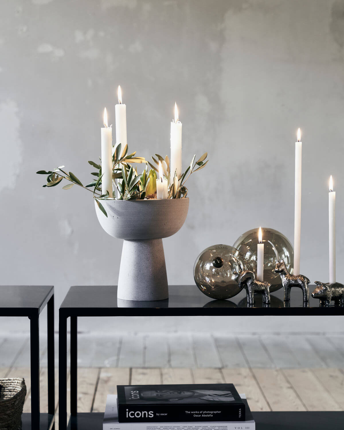 Marb Candle Holder Bowl | Grey | Polystone | by House Doctor - Lifestory