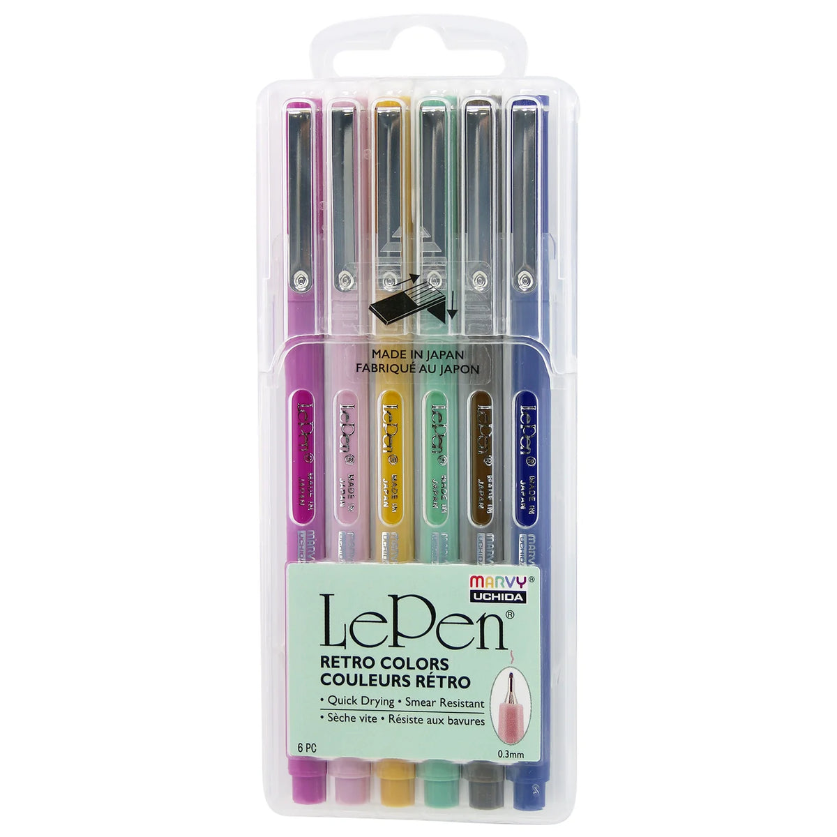 Le Pen 6 Piece Felt Pen Set - Superfine Nib | Various Colours