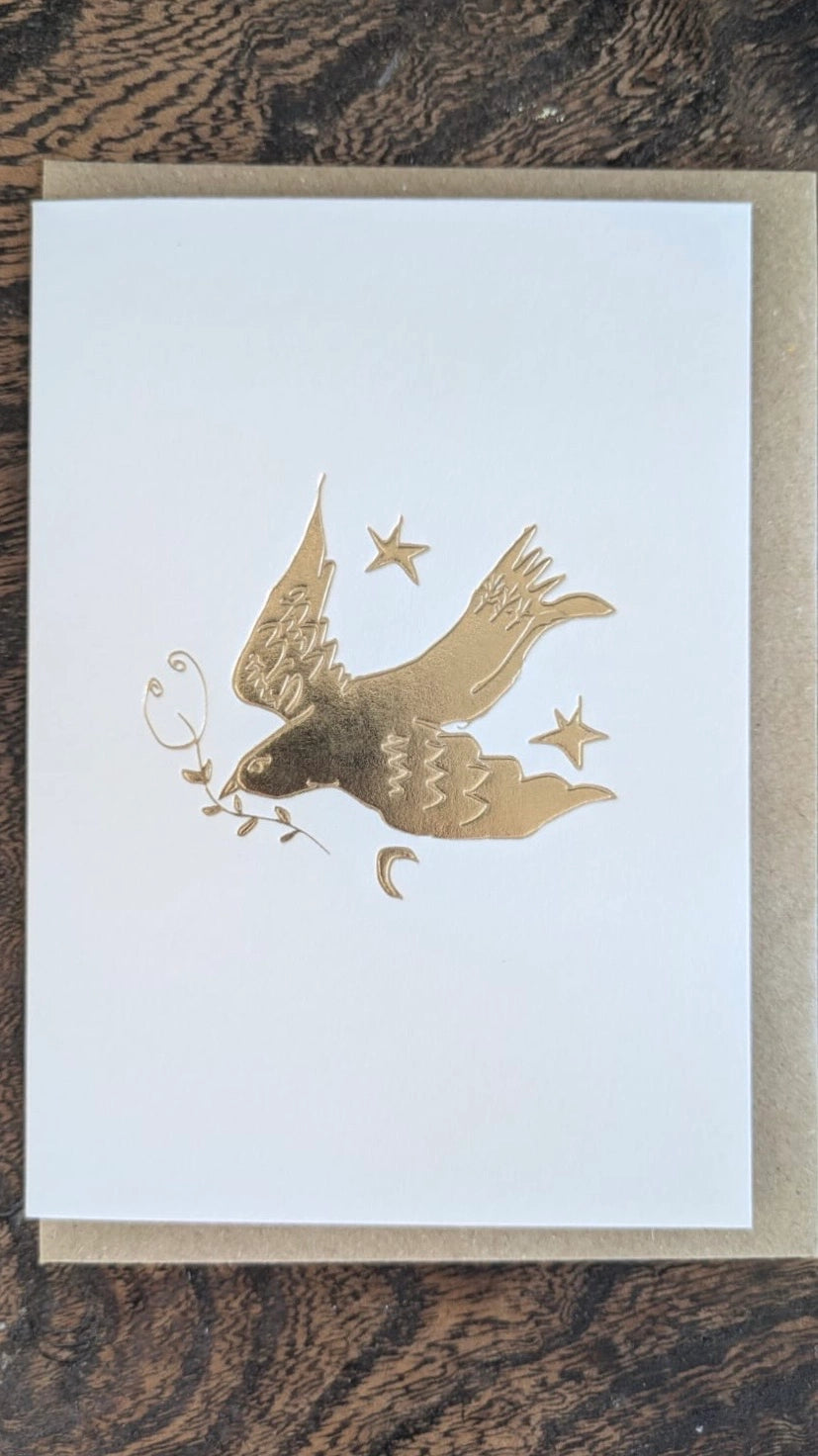 Meg Fatharly Dove Gold Embossed Keepsake Card