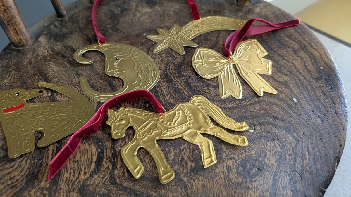 Meg Fatharly Tin Embossing 2026 Year of the Horse Ornament with Ribbon