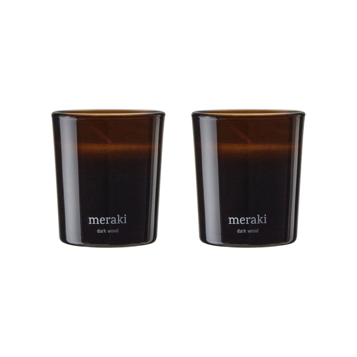Meraki Small Scented Candle Set of 2 (15 Hour Burn) - Dark Wood