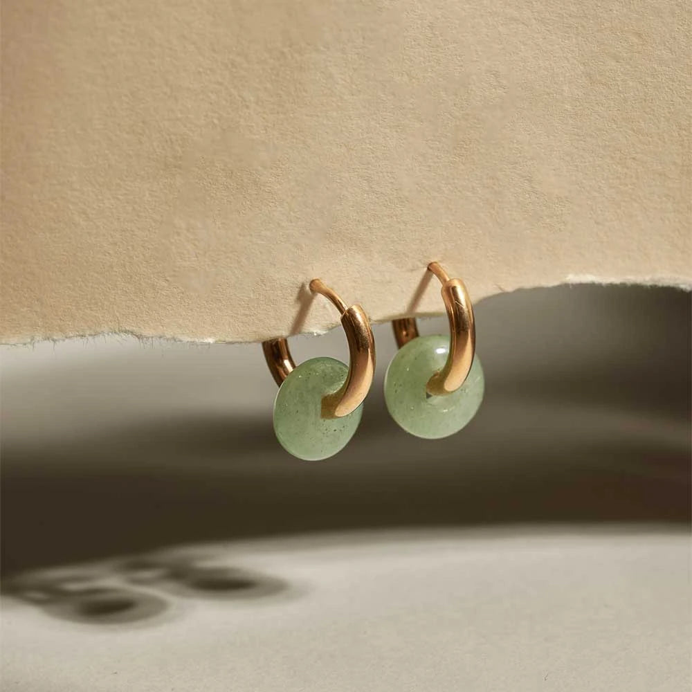 Mint Agate Hoops in Gold or Silver by A Weathered Penny - Lifestory