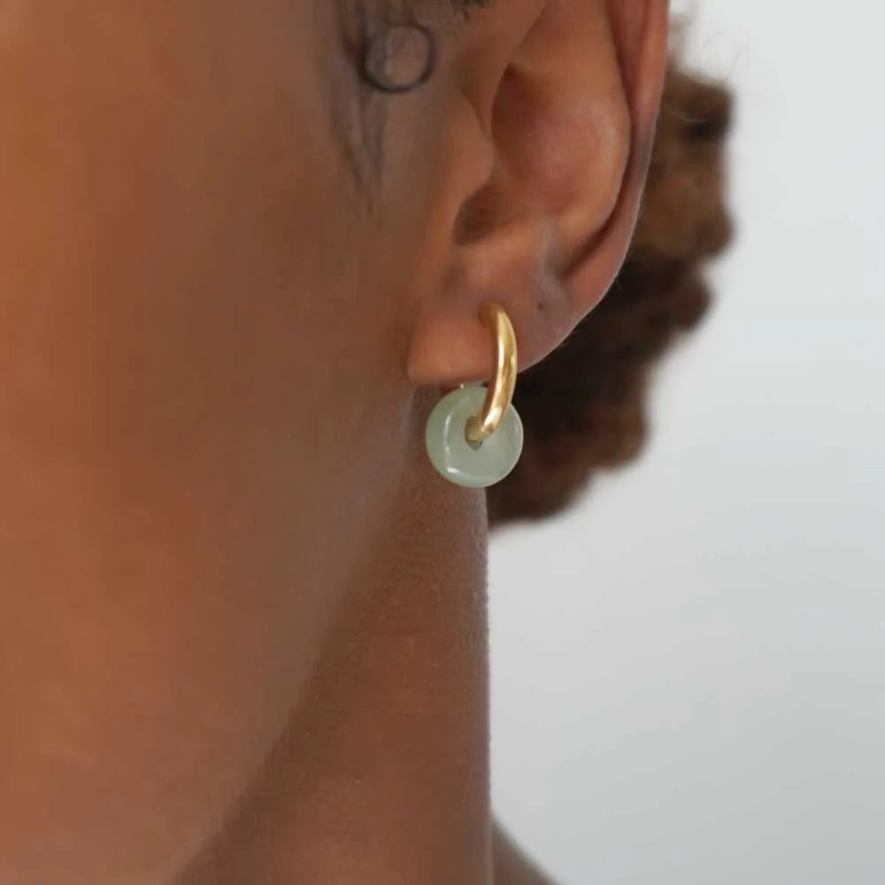 Mint Agate Hoops in Gold or Silver by A Weathered Penny - Lifestory