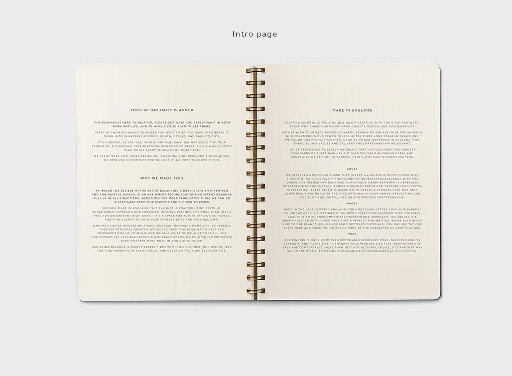 Moxon B5 Form Lined Wire-Bound Daily Planner