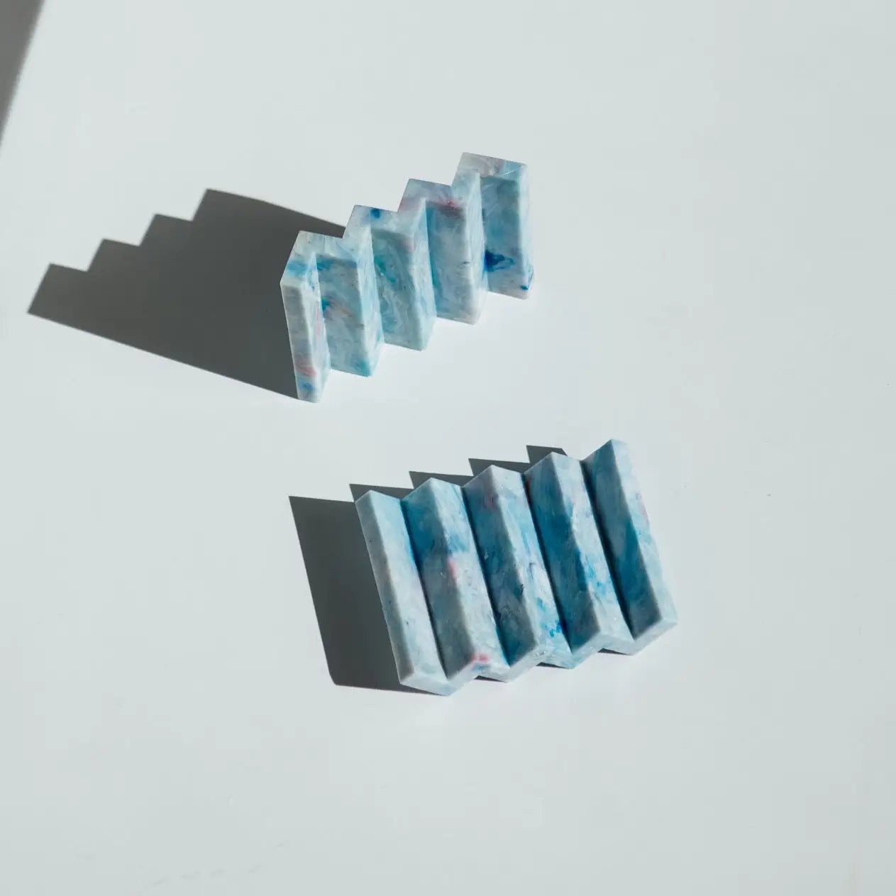 Mull Club Zip Zag recycled plastic soap dish in The Greek colourway which is a mix of dark and light blues