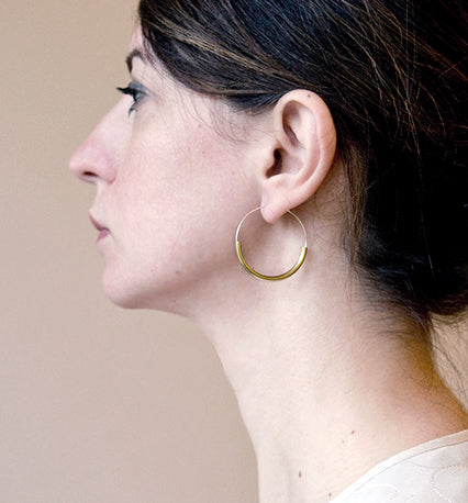 Ninkari Silver Hoops with Brass Curve | by brass+bold - Lifestory