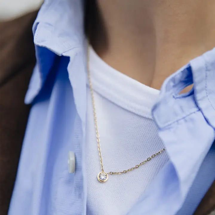 Dainty Gemstone Necklace  - Water Resistant Gold Plating by Nordic Muse - Lifestory