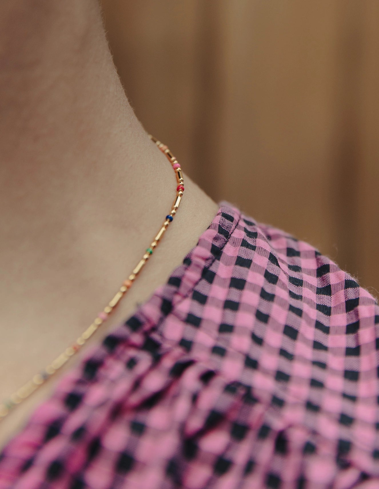 Enamel Bead Necklace - Water Resistant Gold Plating by Nordic Muse