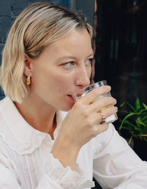 Bold Crescent Hoop Earrings - Water Resistant Gold Plating by Nordic Muse - Lifestory