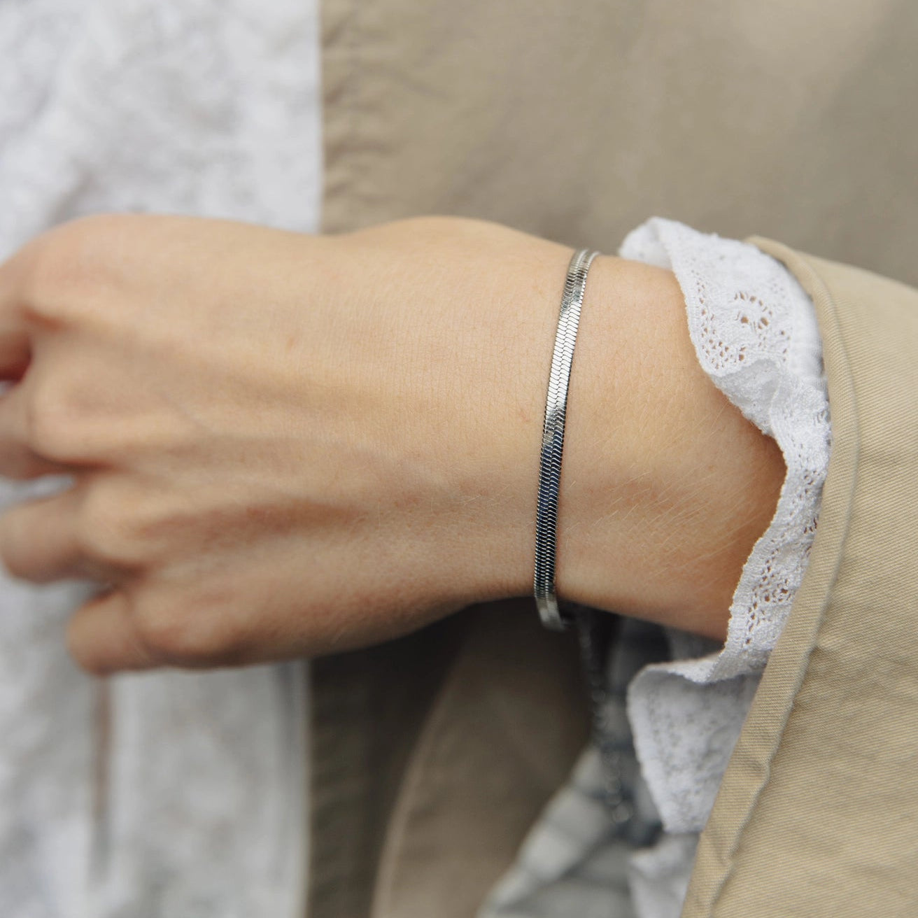 Snake Chain Bracelet - Water Resistant Silver Plating by Nordic Muse - Lifestory