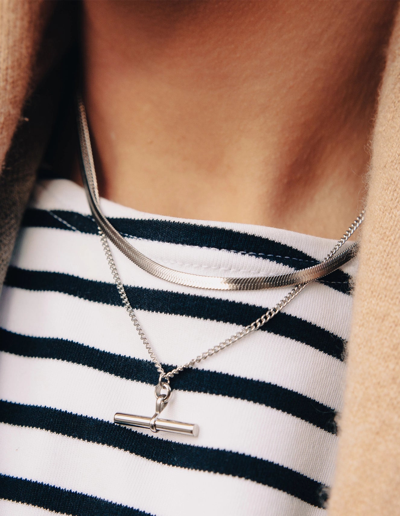 T-Bar Chain Necklace - Water Resistant Silver Plating by Nordic Muse