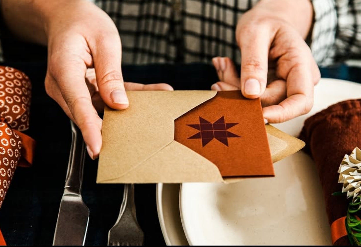 Small Froebel Star Card | Berry on Berry Red | Foil Blocked | by Ola