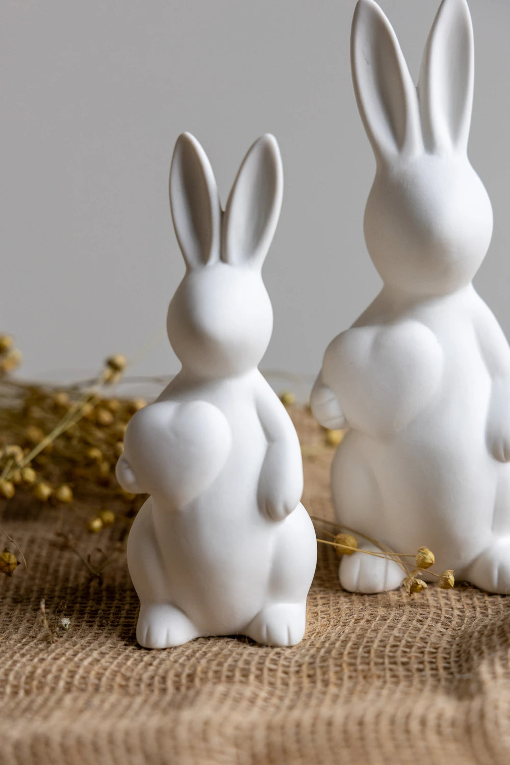 Olivia Ceramic Rabbit Ornament with Heart in Matte White by Storefactory - Lifestory