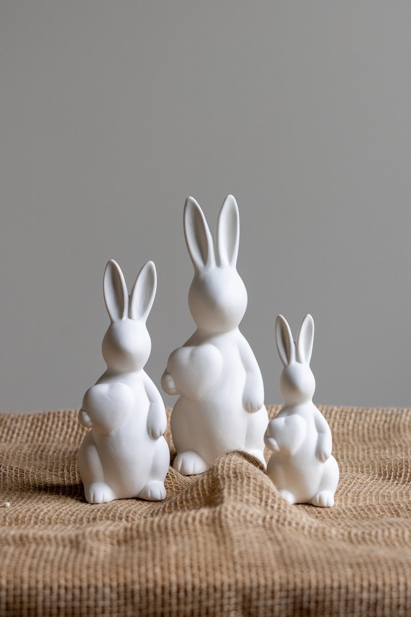 Olivia Ceramic Rabbit Ornament with Heart in Matte White by Storefactory - Lifestory