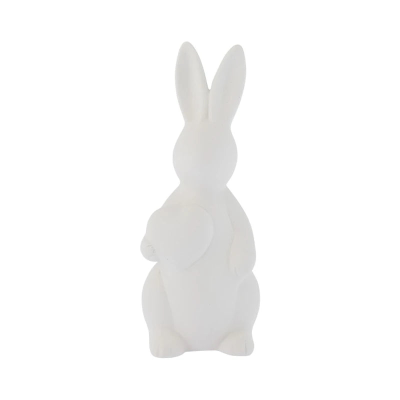 Olivia Ceramic Rabbit Ornament with Heart in Matte White by Storefactory - Lifestory