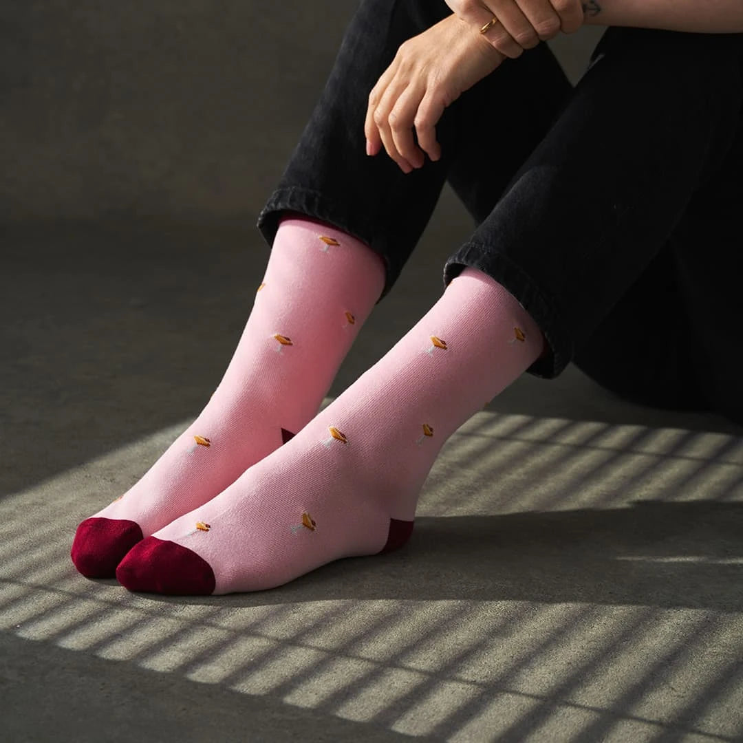 KOSI London The Pornstar Martini Socks (UK 3-8) and KOSI London packaging on a white background | Lifestory