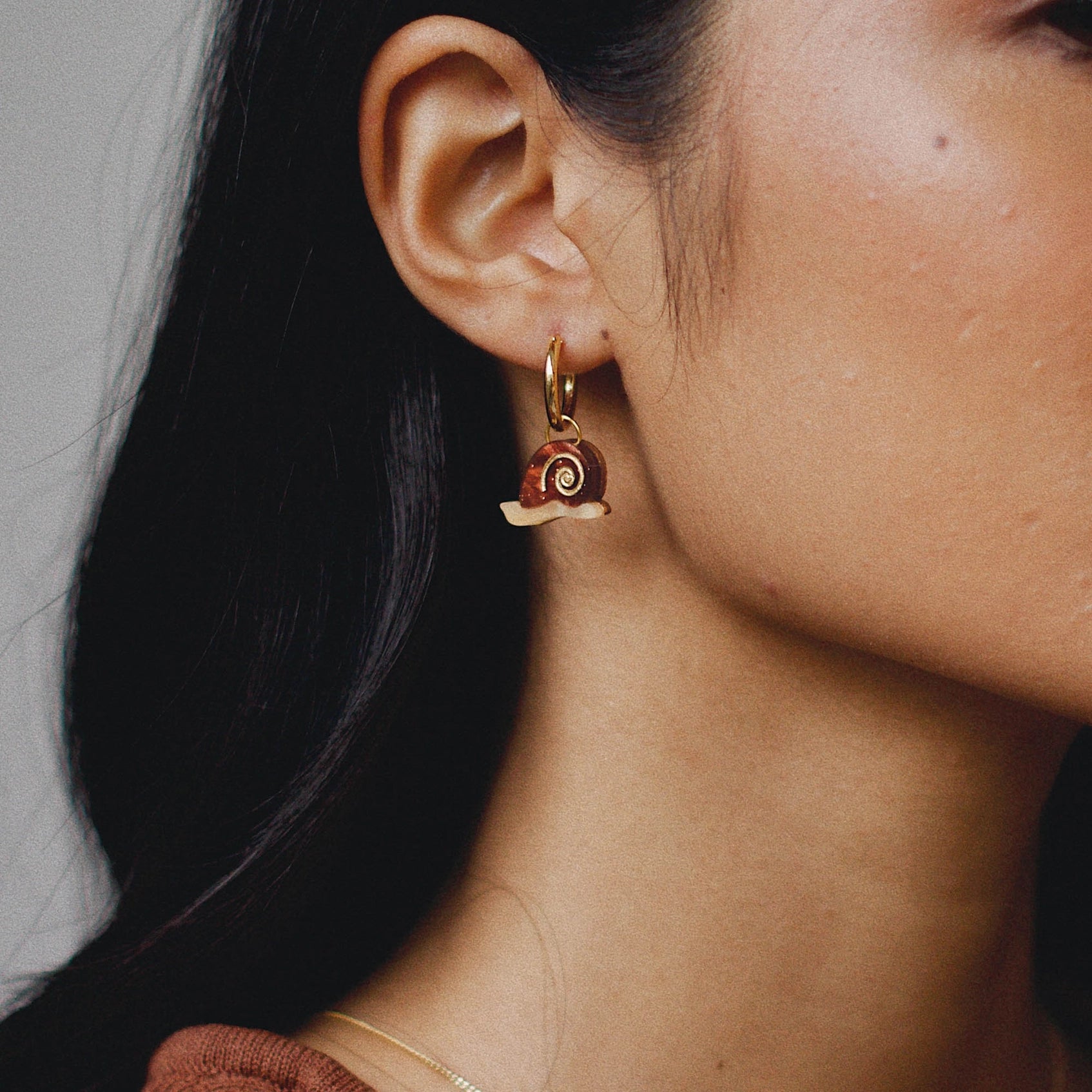 Pepper You Acrylic & Wood Garden Snail Hoop Earrings - Lifestory