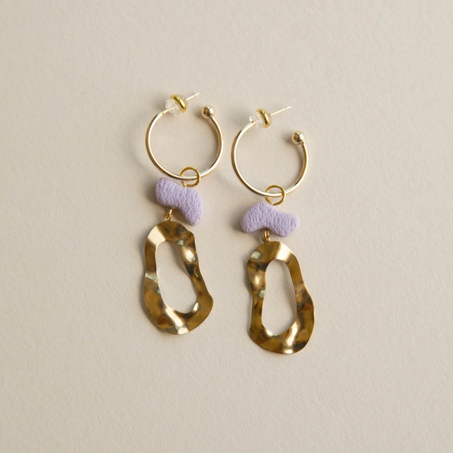Pepper You Brass & Clay 'Grooves' Statement Hoop Earrings - Lifestory