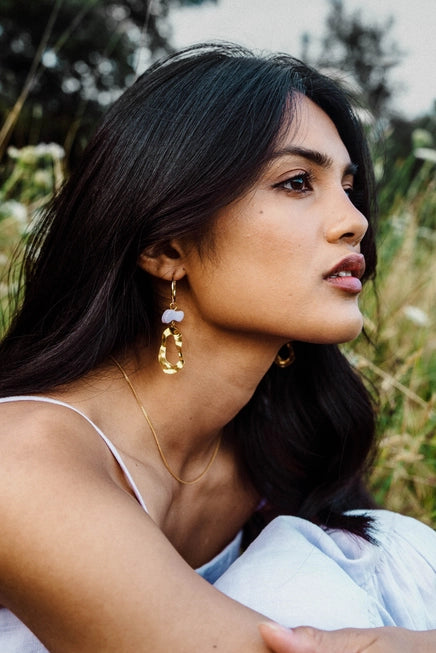 Pepper You Brass & Clay 'Grooves' Statement Hoop Earrings - Lifestory