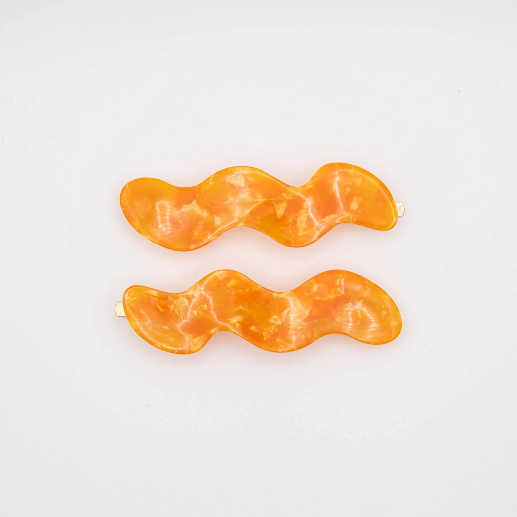 Pepper You Wavy Hair Slides in Tangerine - Set of 2