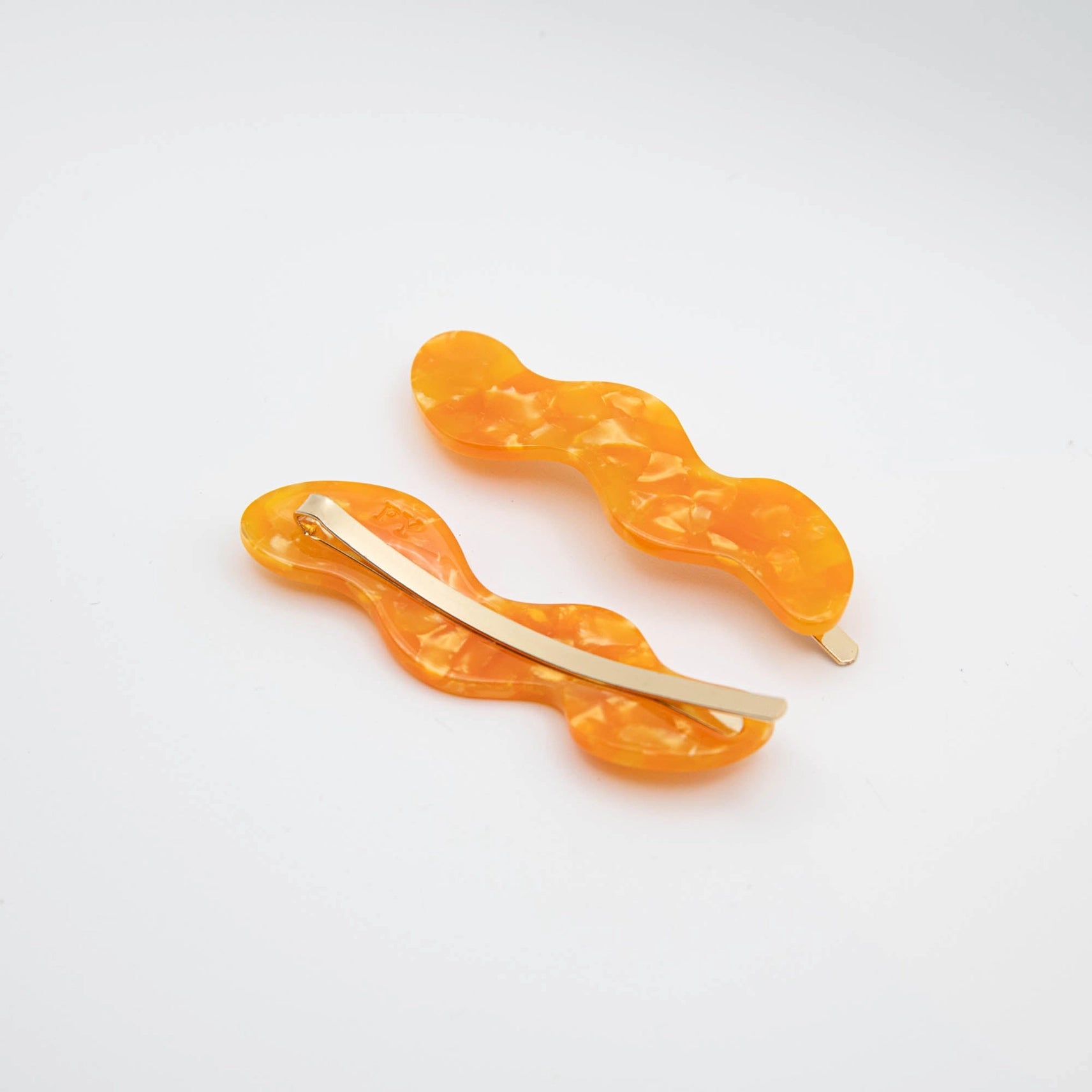 Pepper You Wavy Hair Slides in Tangerine - Set of 2