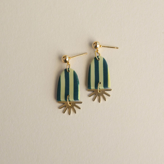 Pepper You Brass & Clay Sunny Stripe Drop Earrings - Lifestory