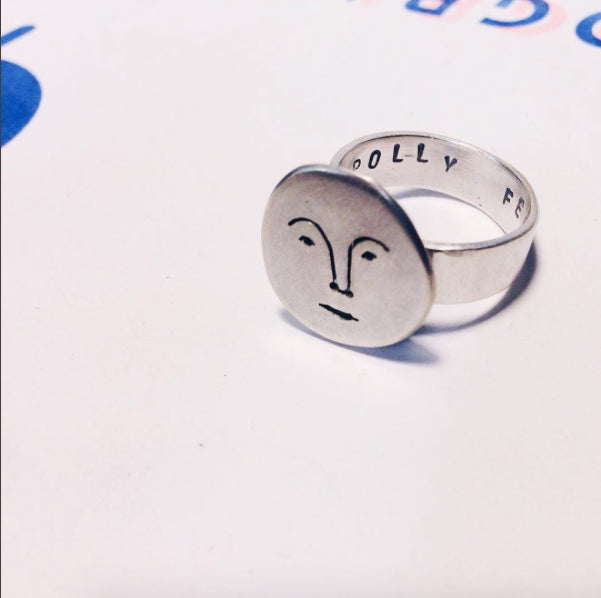 Polly Collins Moon Face Ring in Recycled Sterling Silver - Lifestory