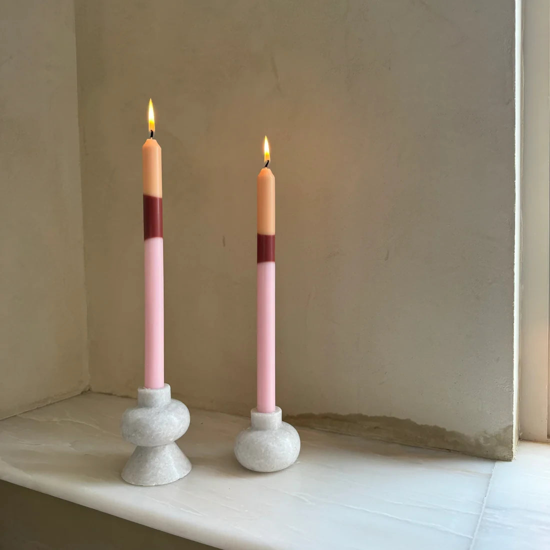 Pygmalion London Set of 2 Patterned Dinner Candles in Various Colours - Lifestory