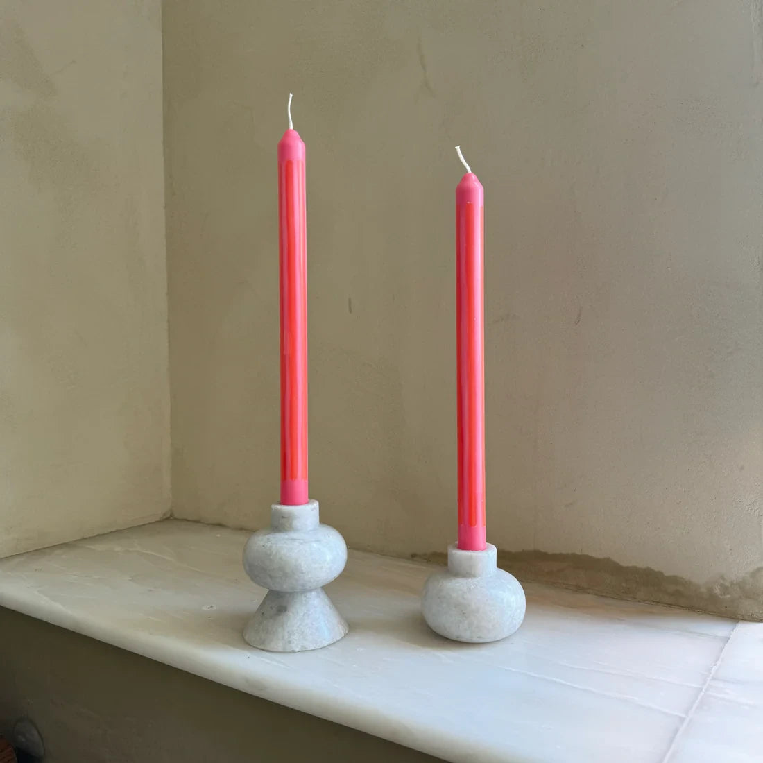 Pygmalion London Set of 2 Patterned Dinner Candles in Various Colours - Lifestory