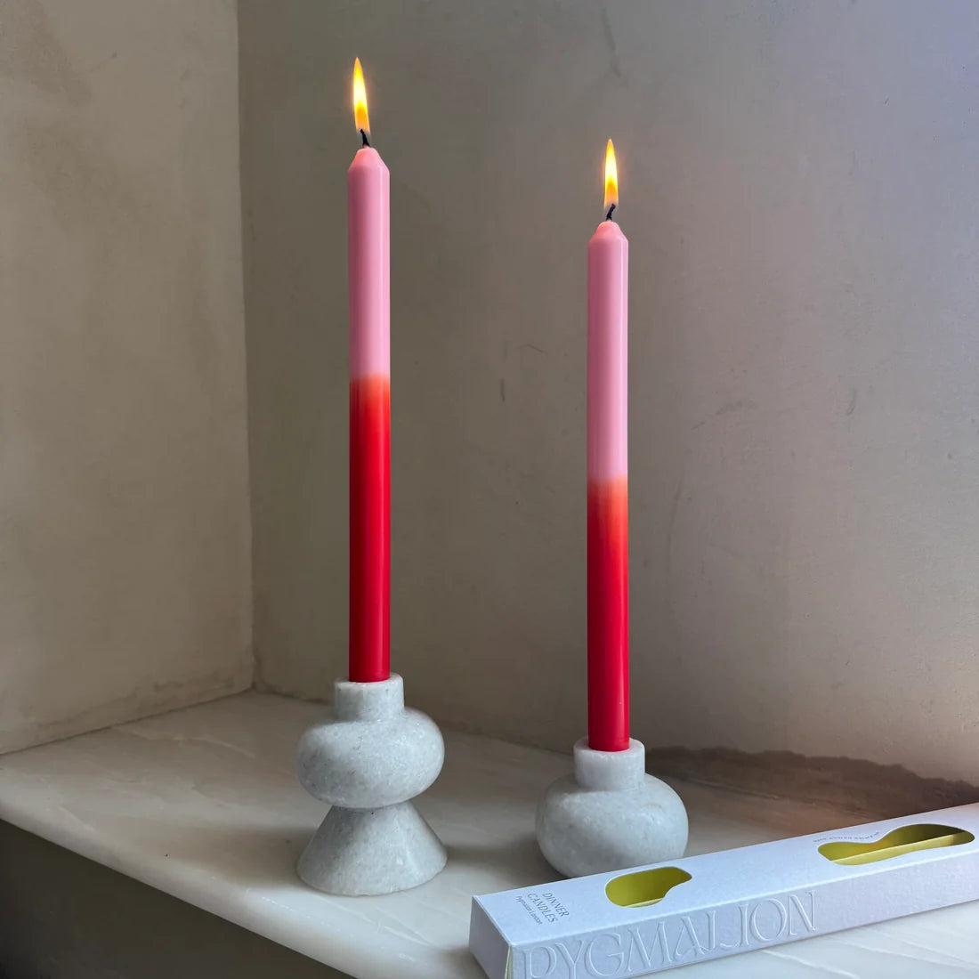 Pygmalion London Set of 2 Patterned Dinner Candles in Various Colours